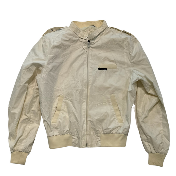 Vintage MEMBERS ONLY Bomber Jacket Mens 42L Beige Cafe Racer 80s 90s. Pre-owned Vintage MEMBERS ONLY Bomber Jacket Mens 42L Beige Cafe Racer 80s 90s. Pre-owned