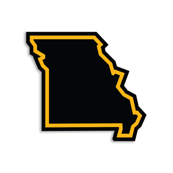 Missouri Outline Black & Gold DieCut Sticker RAYGUN