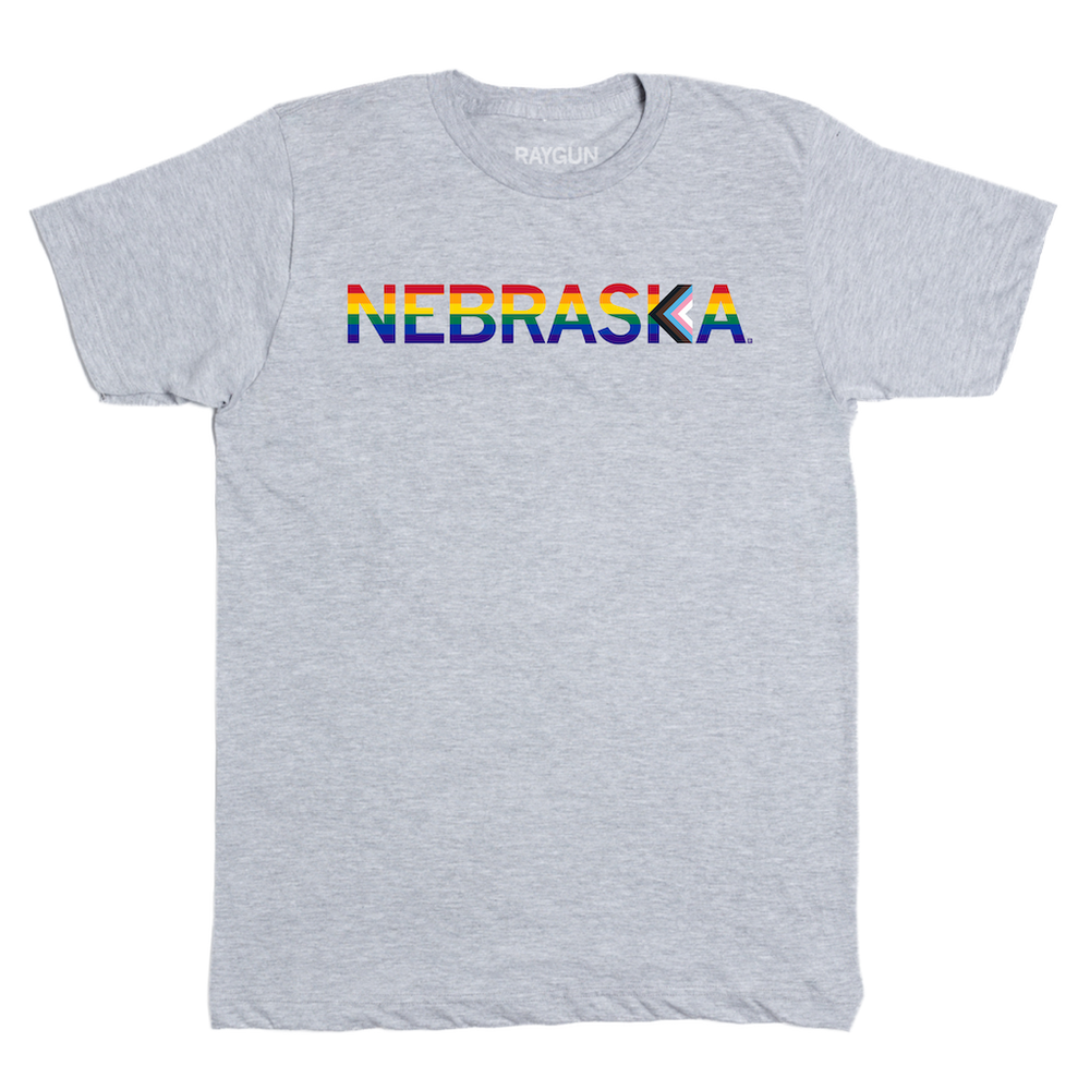 Nebraska Text Progress Pride Flag