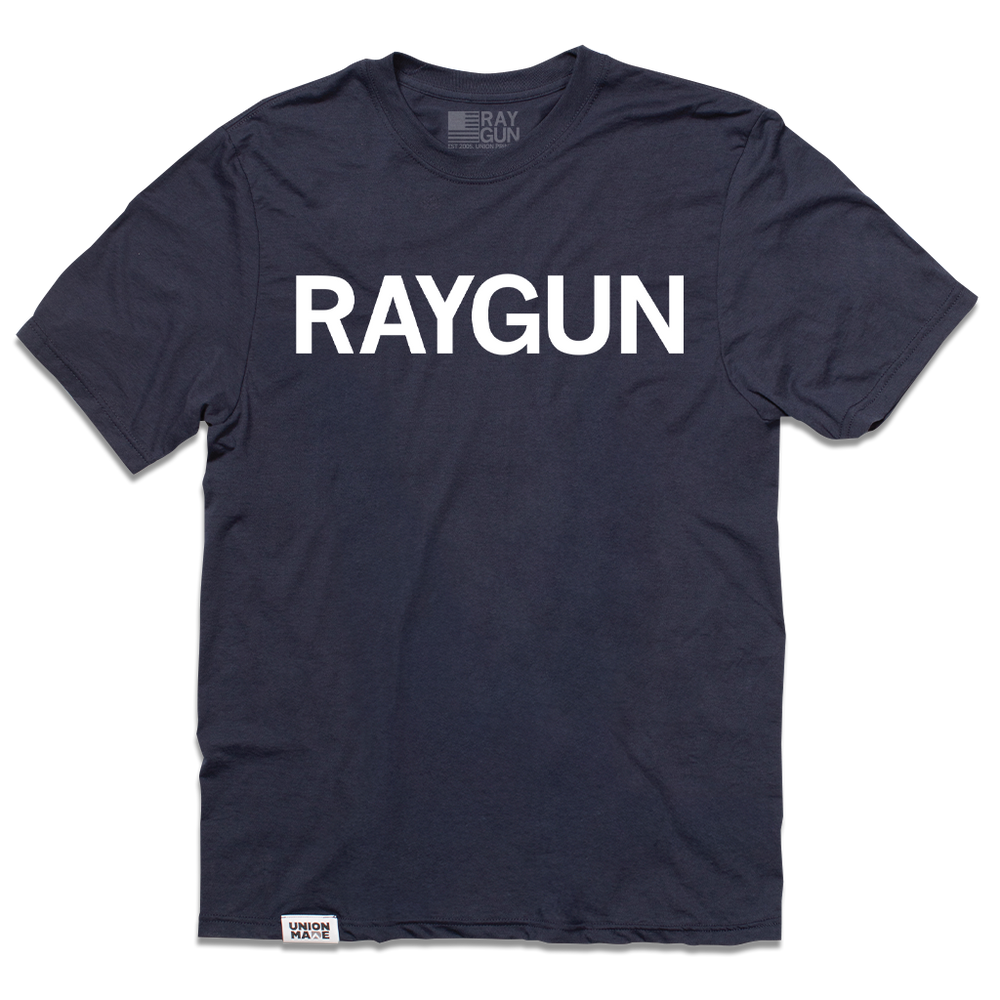 RAYGUN Block Text Logo Navy Union Made