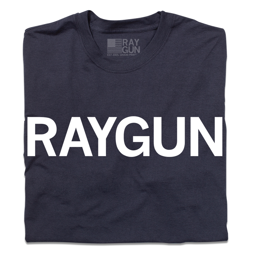 RAYGUN Block Text Logo Navy Union Made