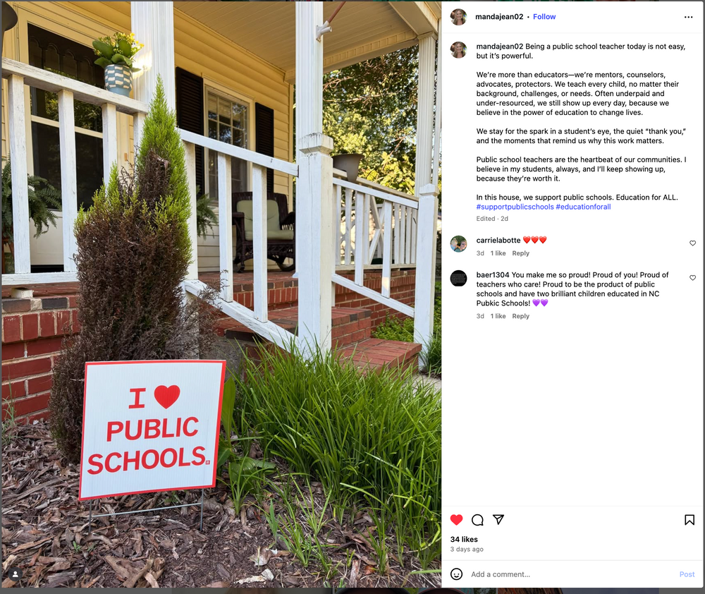 I Heart Public Schools Yard Sign