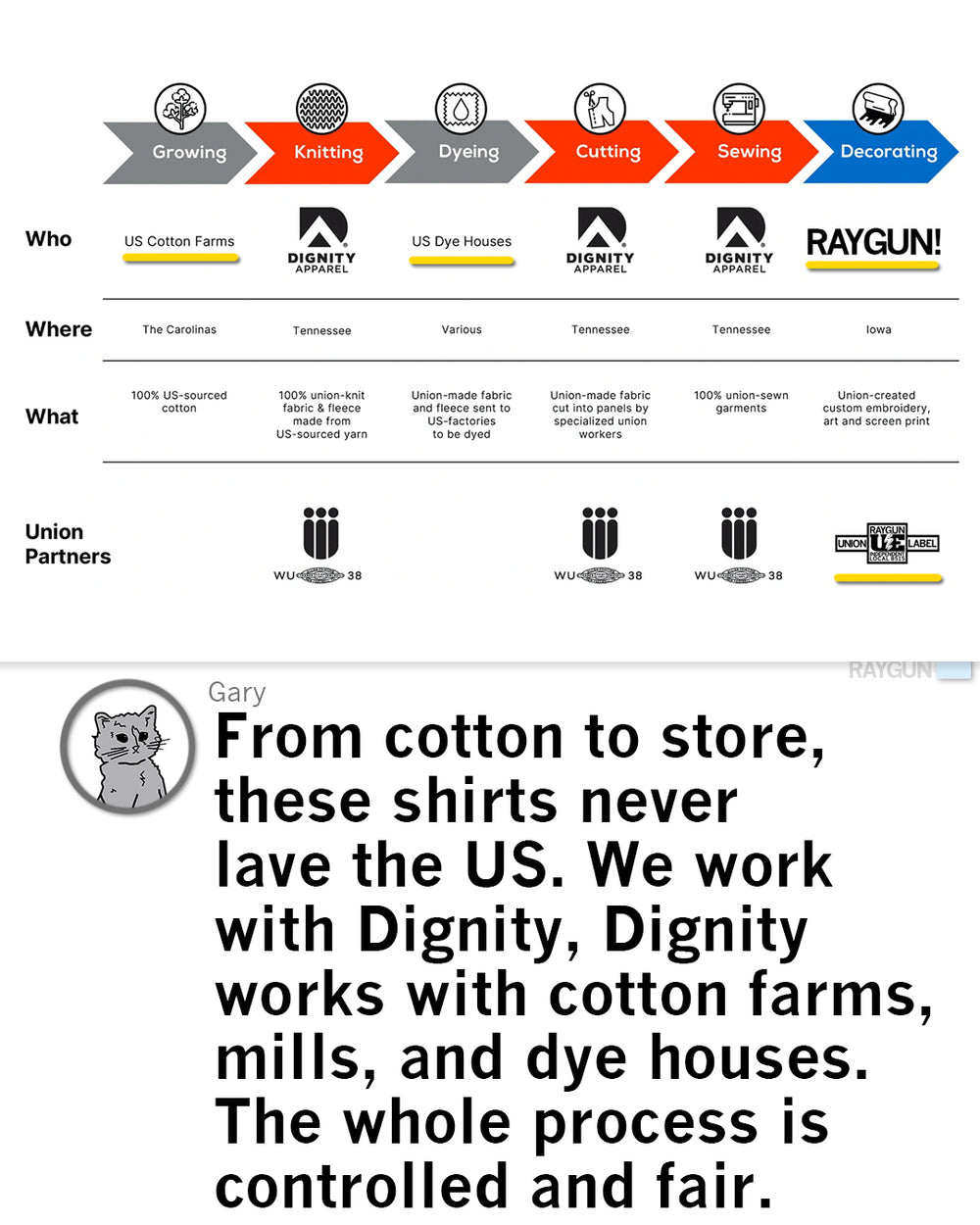 RAYGUN Block Text Logo Union Made