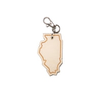 Illinois Outline Wood Keychain