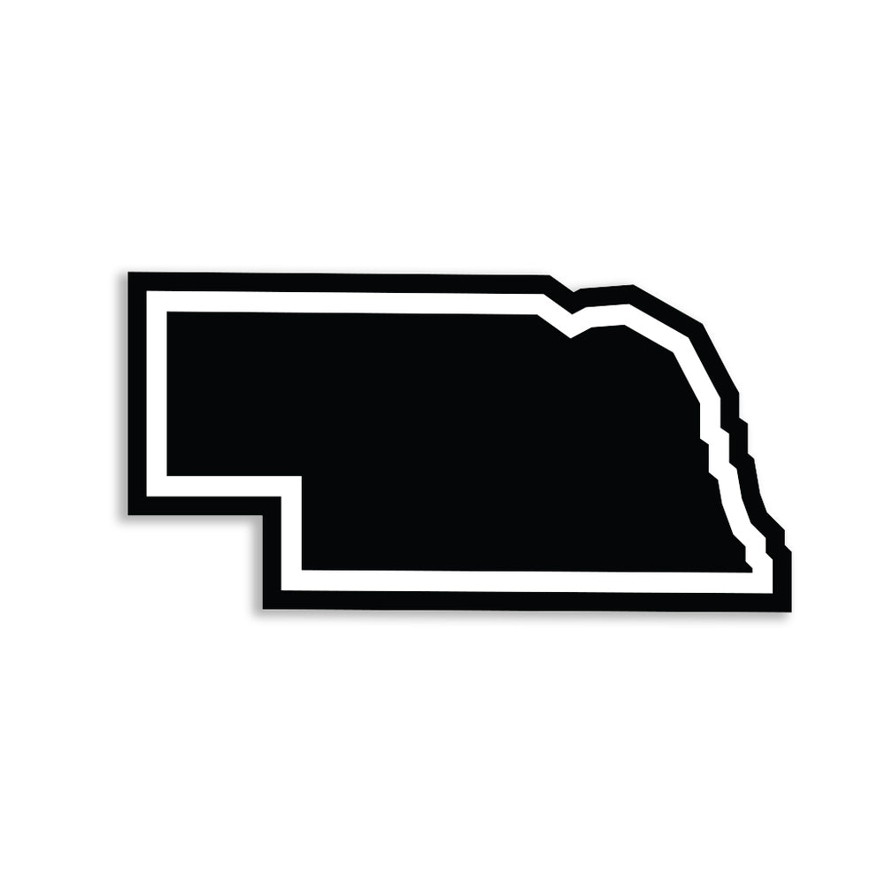 Nebraska Outline Black & White Die-Cut Sticker