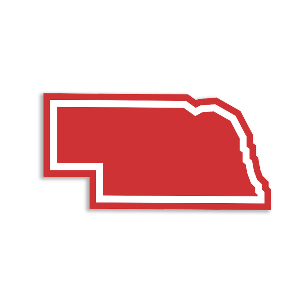 Nebraska Outline Red & White Die-Cut Sticker