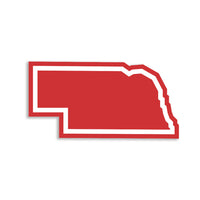 Nebraska Outline Red & White Die-Cut Sticker