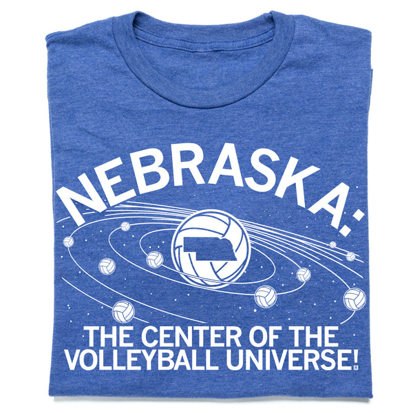 NE The Center Of The Volleyball Universe Blue TShirt RAYGUN