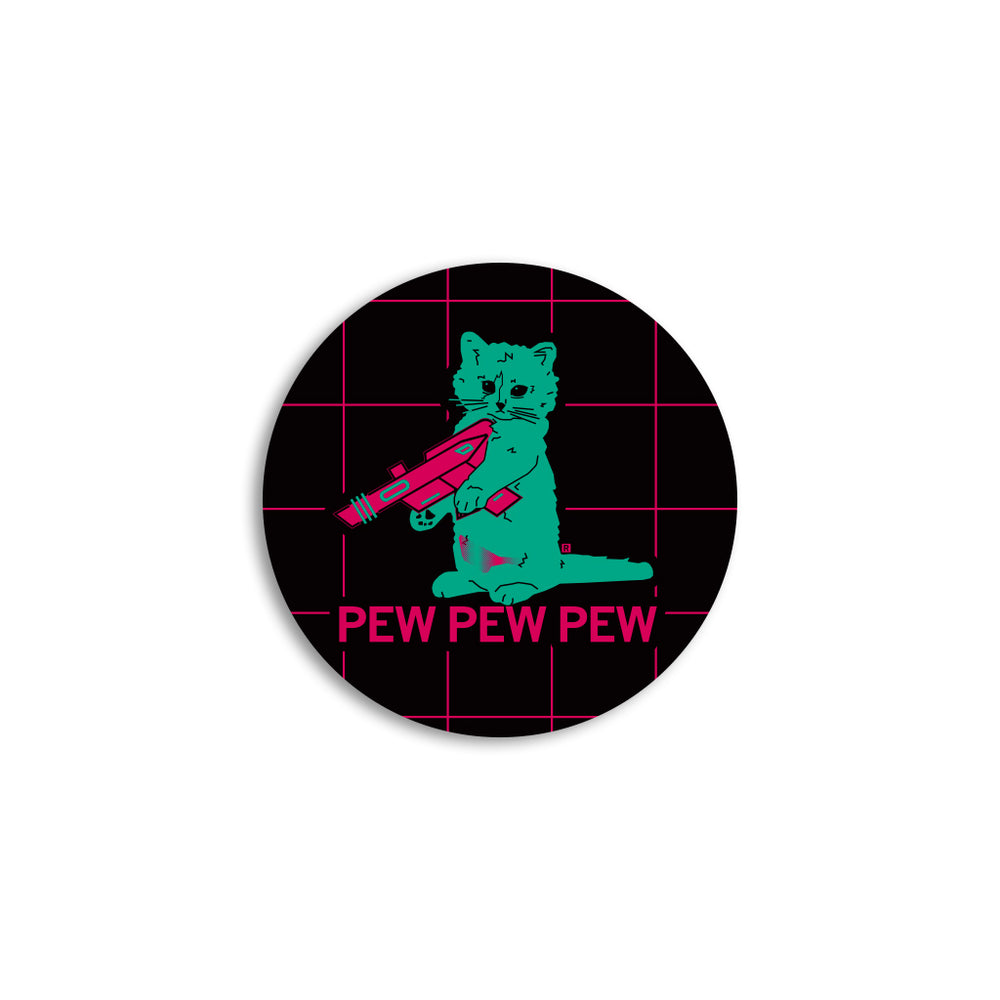 Pew Pew Pew Vaporwave Mini Circle Sticker