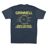 Grinnell About an hour away from Everything Standard Unisex T-Shirt Cedar Falls Iowa City Cedar Rapids Ames Ankeny Des Moines Ottumwa Fairfield Midwest