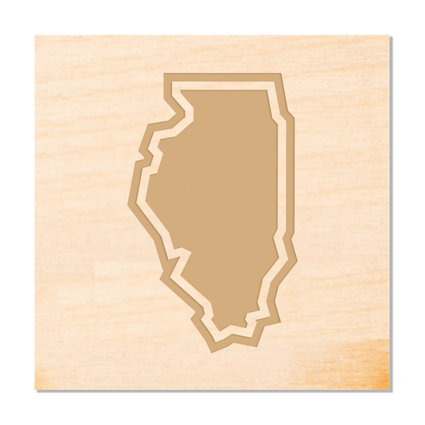 Illinois Outline Wood Coaster