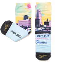 Downtown Omaha Illustration Socks