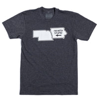 Iowa I'm With Stupid Nebraska Charcoal Black White Raygun T-Shirt Standard Unisex Snug