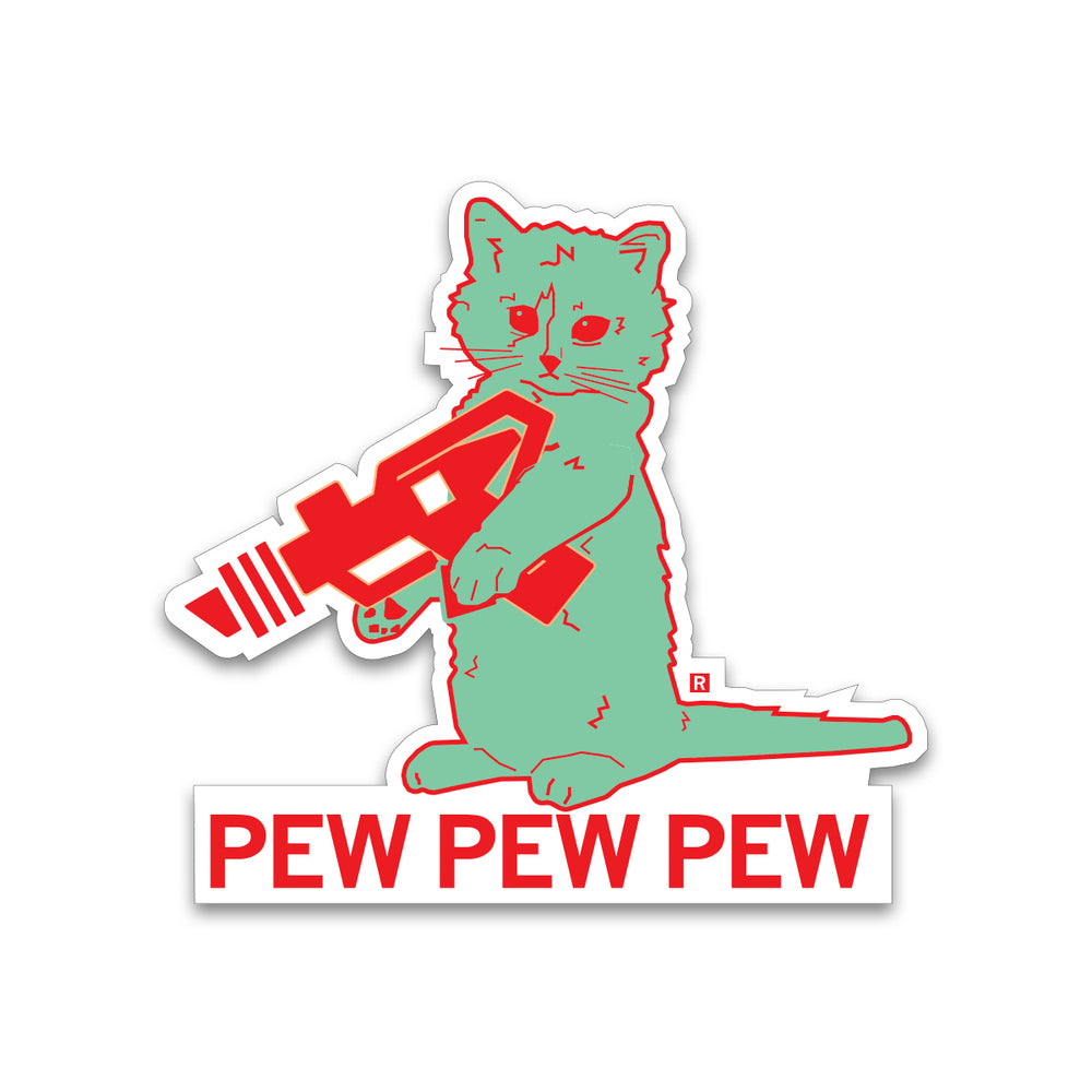 Pew Pew Pew Lime & Red Die-Cut Sticker