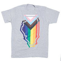 Illinois Outline Progress Pride Flag T-Shirt