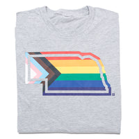 Nebraska Outline Progress Pride Flag Shirt