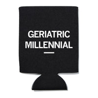Geriatric Millennial Can Cooler Koosie Meme Reference Raygun Black White