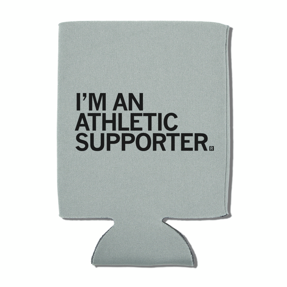 I'm an Athletic Supporter Raygun Can Cooler Grey Black Athlete Athletes Sports Football Tailgating Tailgate