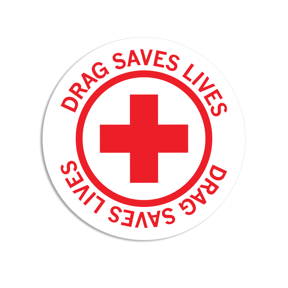 Drag saves lives red cross sticker