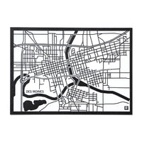 Des Moines Map Postcard White
