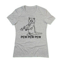 Pew PEw Pew Shaded Shading Raygun Gary Cat Animal Pets Kitten Dark Heather Grey Black T-Shirt Standard Unisex Snug