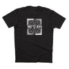 Black union made t-shirt featuring a white rectangular graphic that reads 1867, BAR, and vertically DRINK LOCAL surrounding a hop illustration.