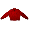 Red Members Only zip-up windbreaker jacket featuring a collar and shoulder epaulets.