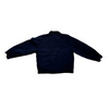 Back view of a navy blue Members Only windbreaker jacket.