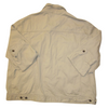 Back view of a vintage 3XL beige button-up jacket with three-quarter sleeves and a collar.
