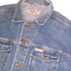 Vintage 2XL blue denim jacket with metal buttons and Authentic Clothing brand labels on the collar and chest pocket.