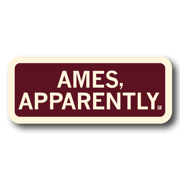 Cardinal rectangle sticker with white border and text that says, 