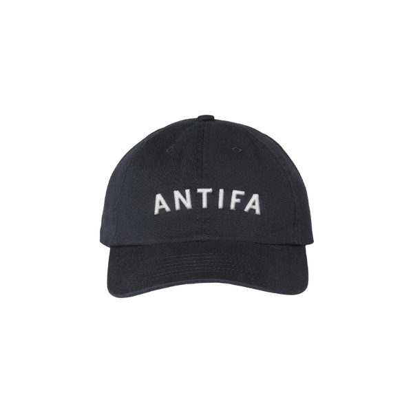Black dad hat with white text that says, 