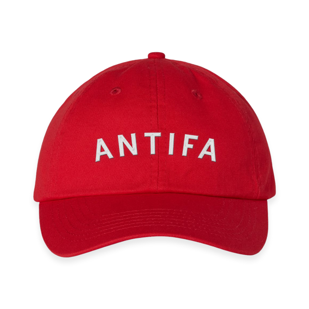 ANTIFA Curved Logo Dad Hat Red