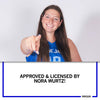 A smiling woman in an officially licensed blue jersey points at the camera above text that reads, APPROVED & LICENSED BY NORA WURTZ!.