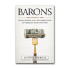 Book cover for Barons: Money, Power, and the Corruption of Americas Food Industry by Austin Frerick, featuring a rolled-up hundred-dollar bill speared on a gold fork to critique current agricultural policy.