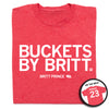 Heather red Britt Prince t-shirt with white text reading BUCKETS BY BRITT and 23, with an inset showing the back reading PRINCE 23.