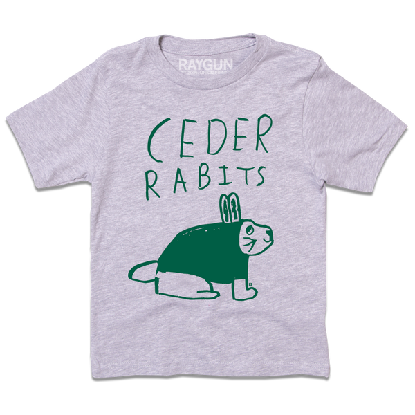 Kids heather grey t-shirt with kelly green ink that says, 