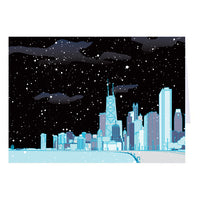 Chicago Skyline Holiday Illustration Greeting Card