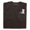 Charcoal gray heavyweight pocket tee featuring a white graphic of Gary the Cat holding a rocket.