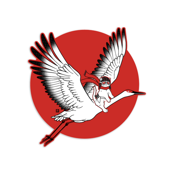 Gary Riding Crane Die-Cut Sticker