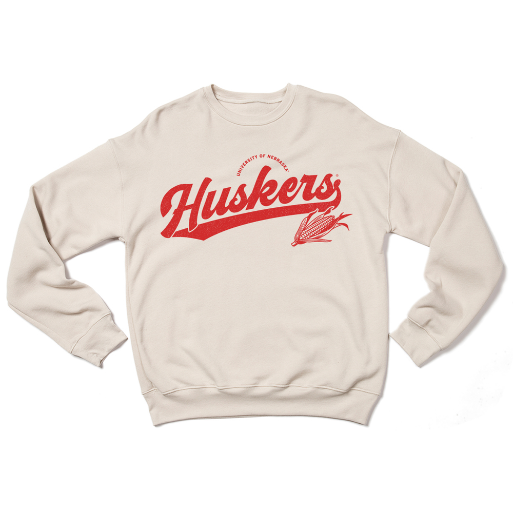 Huskers Script Logo Crew Sweatshirt