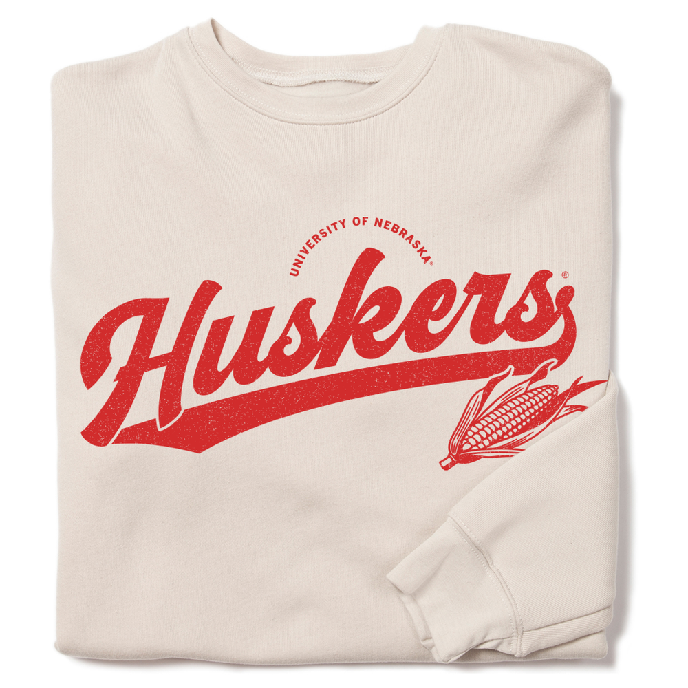 Huskers Script Logo Crew Sweatshirt