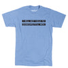 Union-made light blue short-sleeved t-shirt with the text I WILL NOT YIELD TO DISRESPECTFUL MEN. printed in black across the chest.
