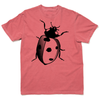 Short sleeve red shirt with a large ladybug screenprint.