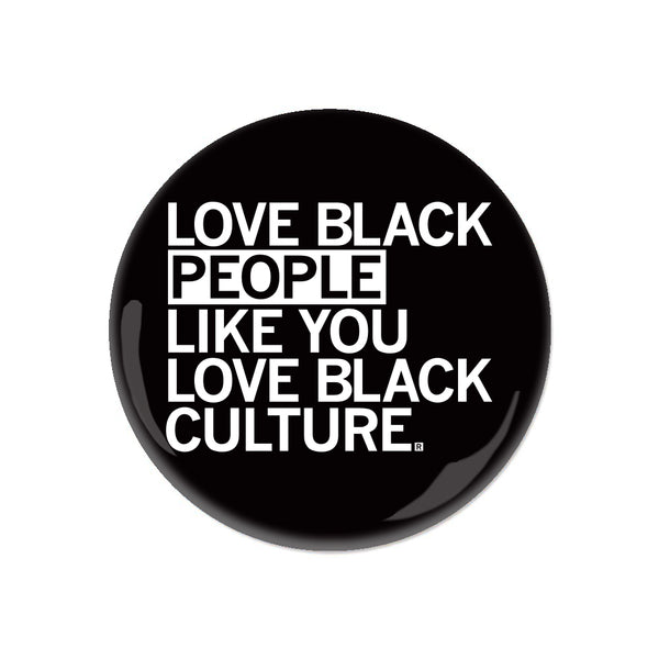 A black button with left-aligned white text that says, 