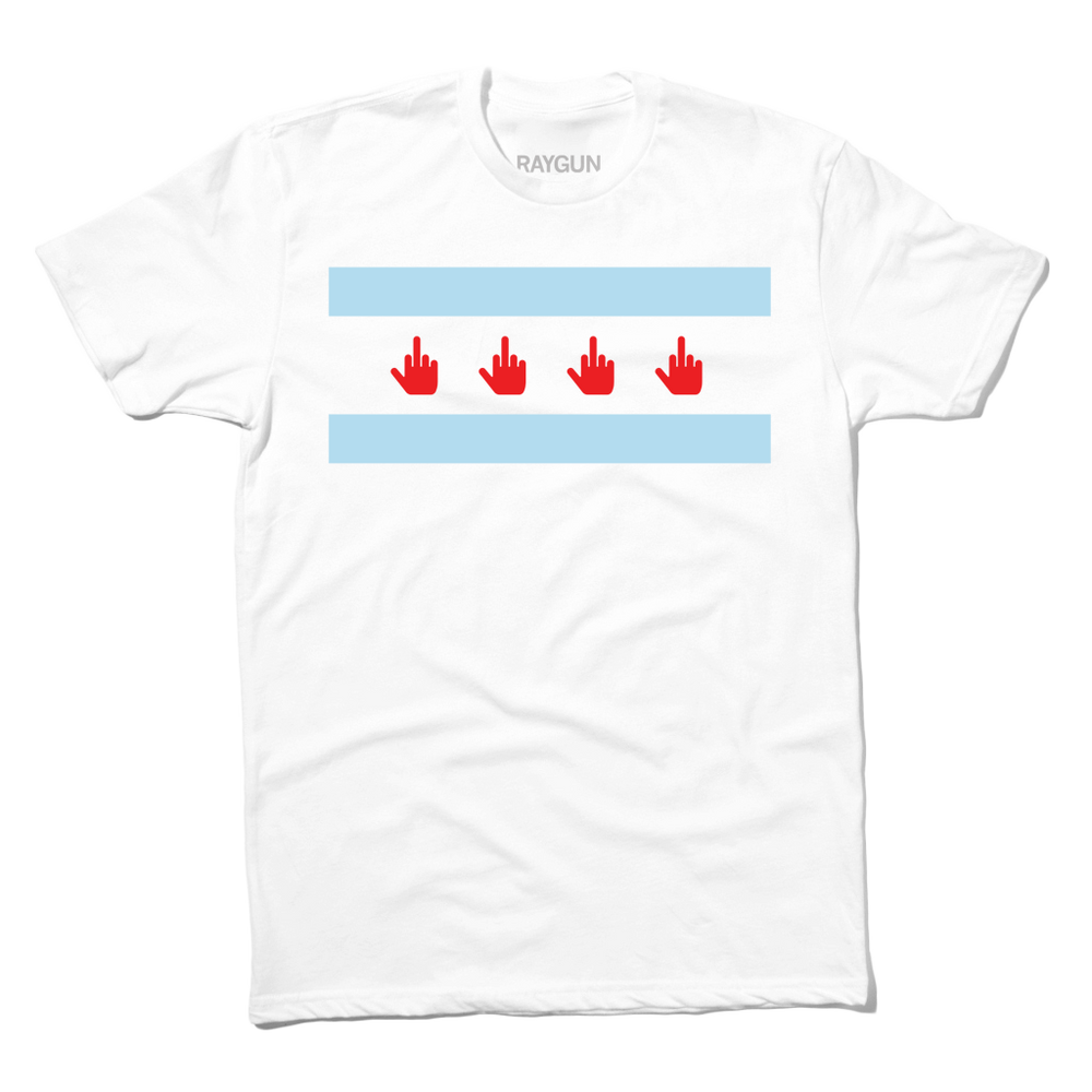 Middle Finger Chicago Flag White