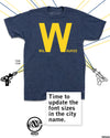 Promo image of our Mil W aukee shirt with Madi the Badger commenting below "Time to update the font sizes in the city name."