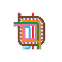 A mini die-cut sticker depicting the various colored lines of Chicago's Loop.