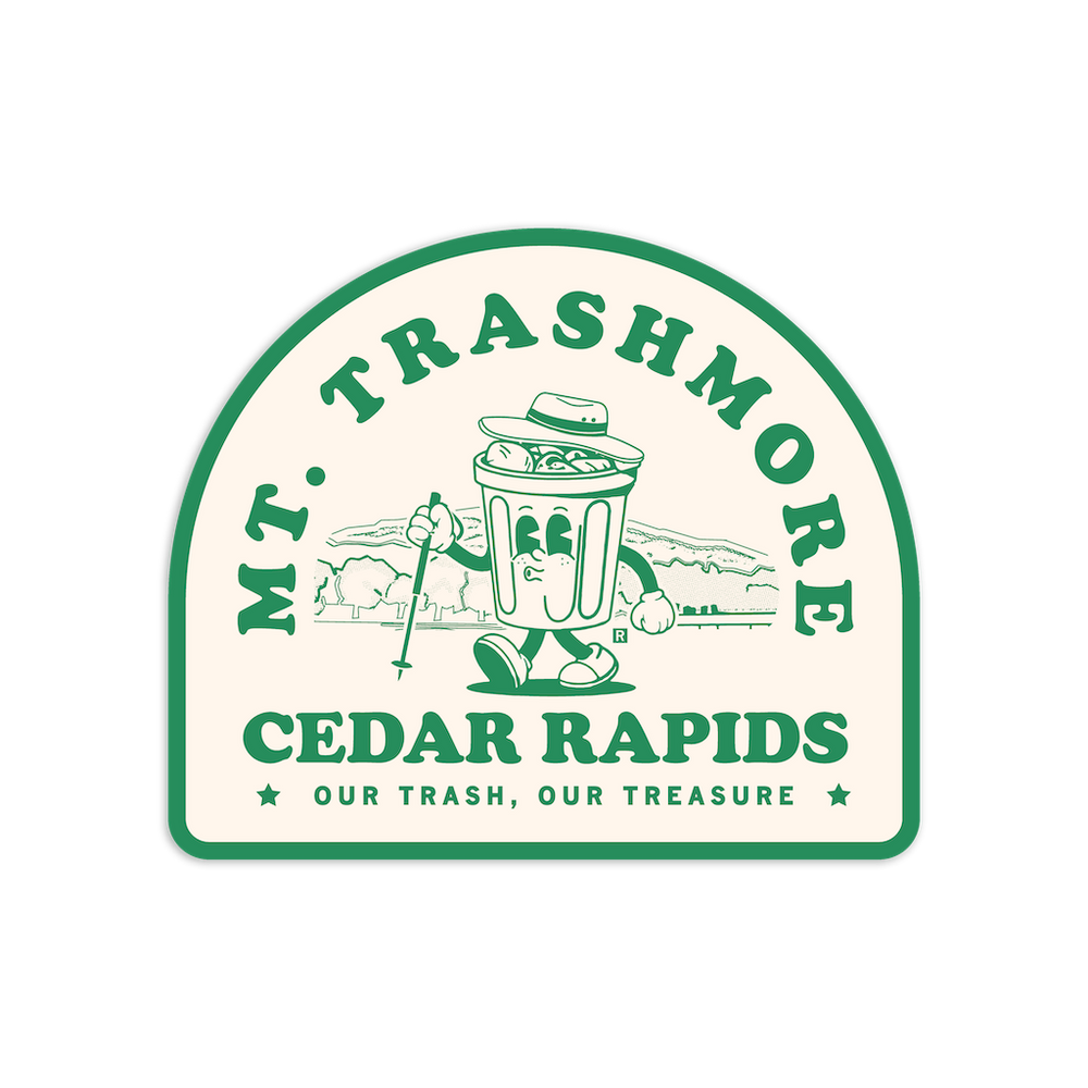 Mt. Trashmore Can Cartoon Die-Cut Sticker