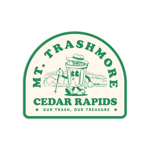Mt. Trashmore Can Cartoon Die-Cut Sticker